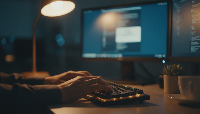 article-Agenti-AI-auto-evolutivi-il-f Rappresentazione visiva degli agenti AI auto-evolutivi che collaborano e condividono conoscenze