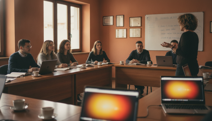 Formazione digitale aziende italiane in aula con focus su competenze operative e strumenti concreti